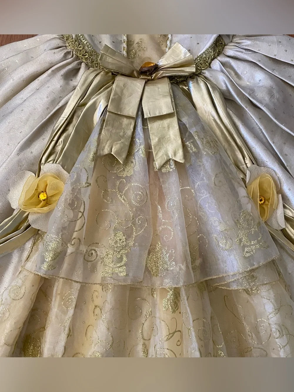 Disney Store Gold Princess Belle Ball Gown Costume